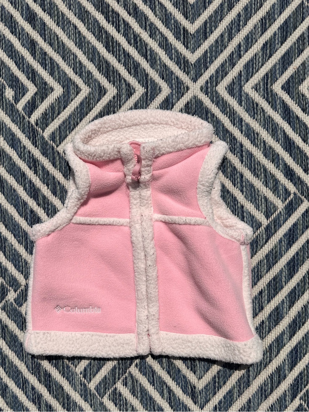 Columbia Kids Pink Fleece Vest with White Sherpa Trim